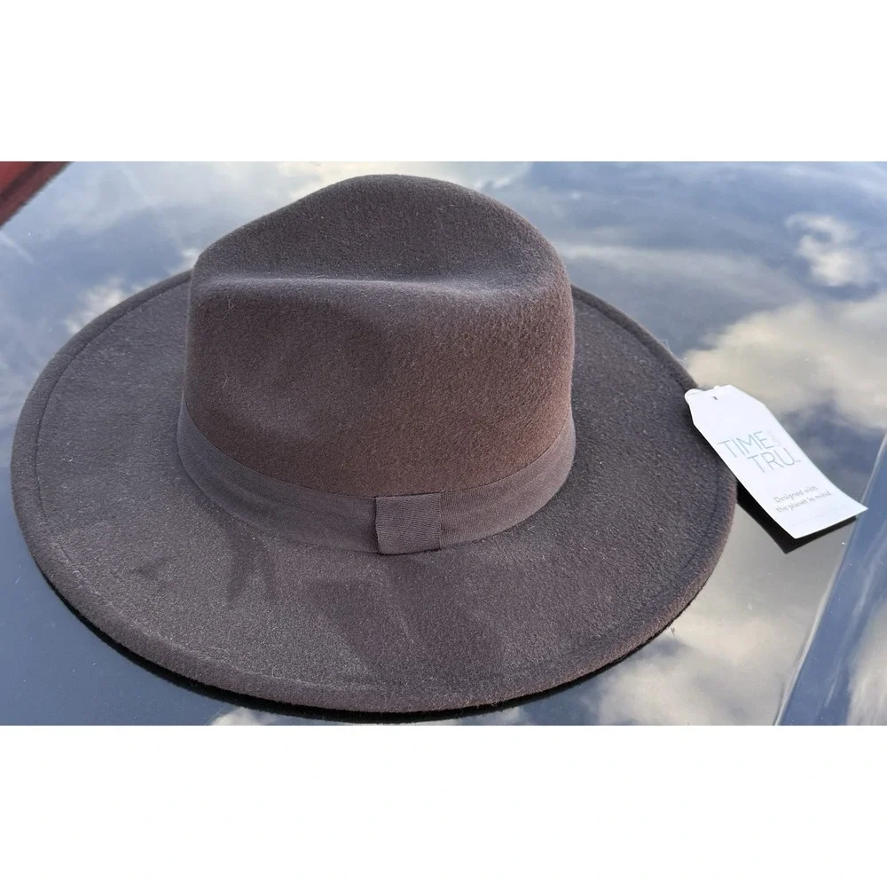 Woman's Time & Tru Black Velvet Band Panama Fall Hat‎ New One Size